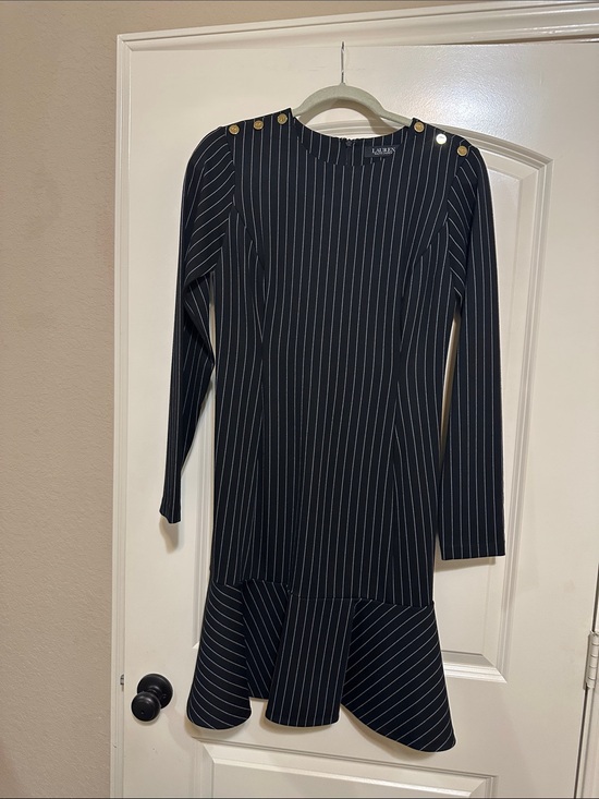 Lauren Ralph Lauren Dresses & Skirts - Lauren Ralph Lauren Black Pinstripe Long Sleeve Dress with Gold Buttons